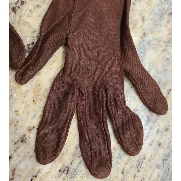 Vintage Women's Plus Size XL/XXL Brown Rayon Formal 11" Gloves Stitching Detail - Picture 7 of 16